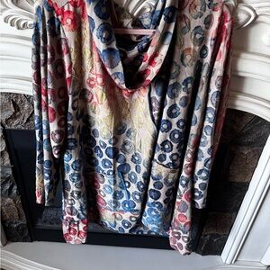 Multicolor Floral Patterned Hoodie Ali Miles 3x